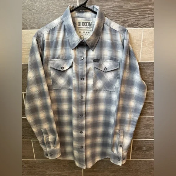 Dixxon Women’s the Summit Grey Plaid Snap Button Flannel XL NWOT - Picture 1 of 3